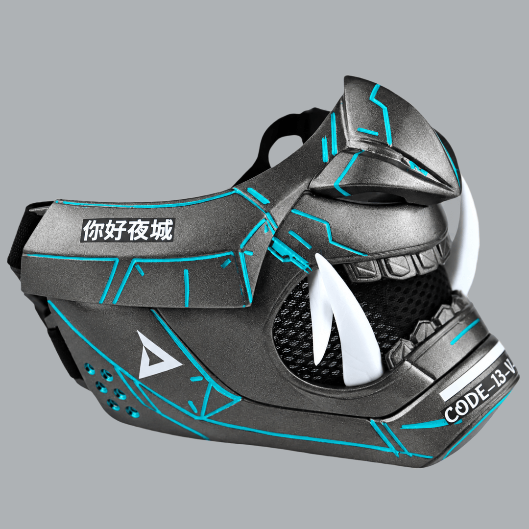 Space Armory Cyberpunk Oni Mask - Graphit / True Cyan Masks